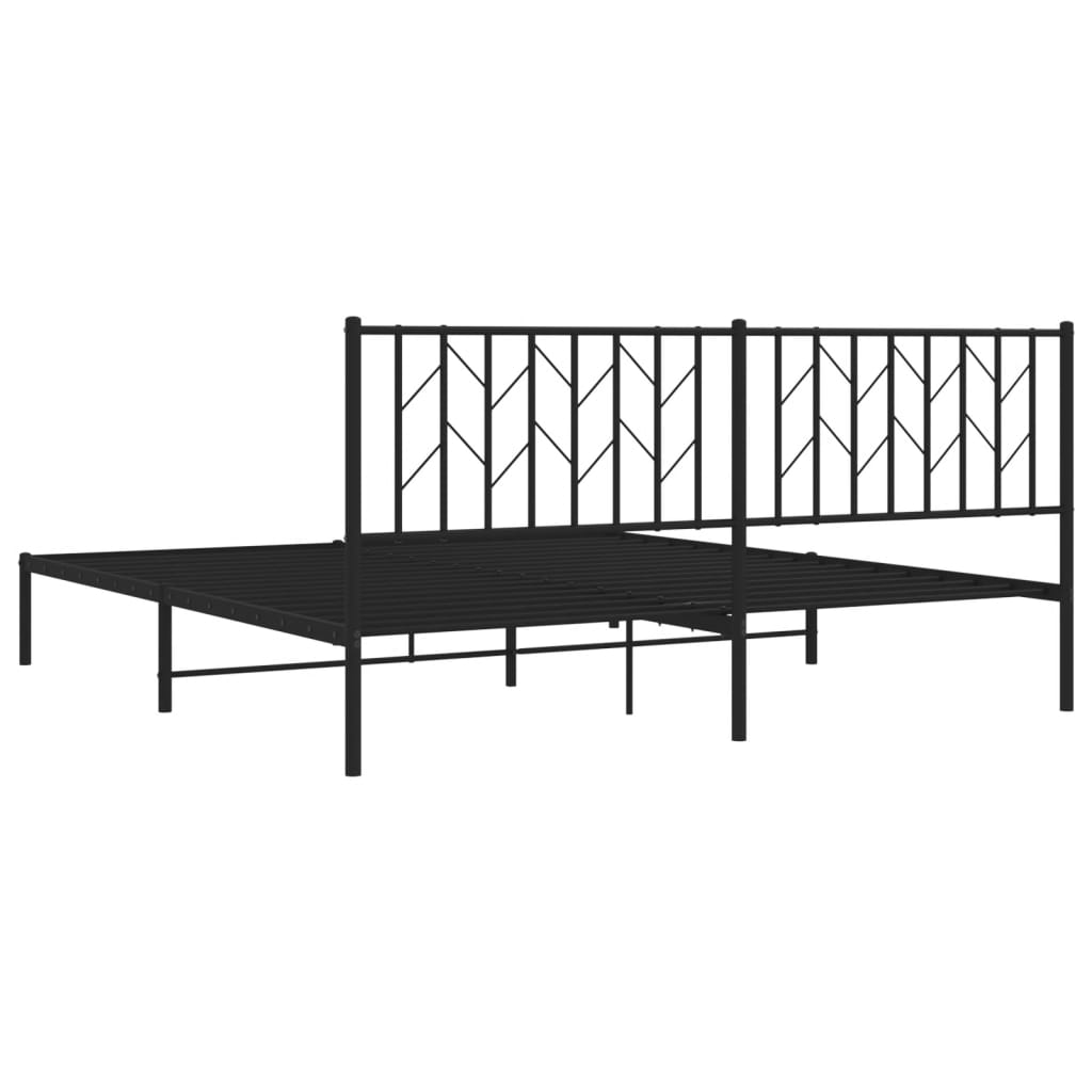 Bettgestell mit Kopfteil Metall Schwarz 183x213 cm - Pazzar.ch