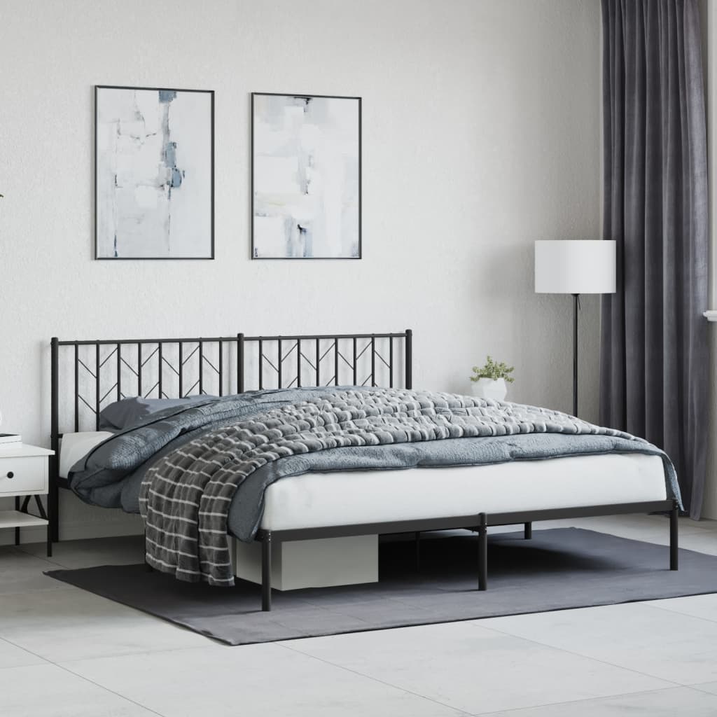 Bettgestell mit Kopfteil Metall Schwarz 183x213 cm - Pazzar.ch