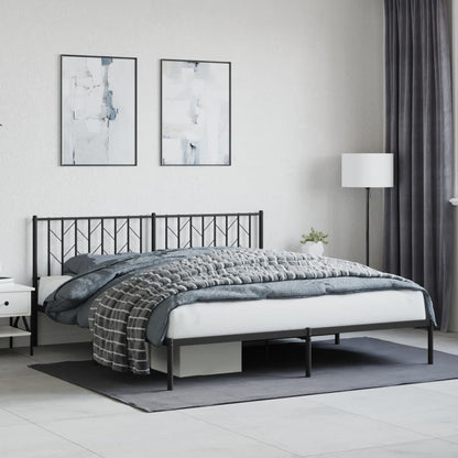 Bettgestell mit Kopfteil Metall Schwarz 183x213 cm - Pazzar.ch