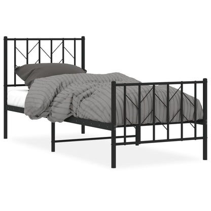 Bettgestell mit Kopf- und Fußteil Metall Schwarz 75x190 cm - Pazzar.ch