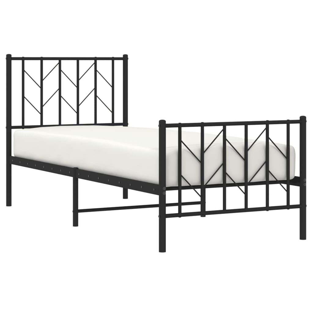 Bettgestell mit Kopf- und Fußteil Metall Schwarz 75x190 cm - Pazzar.ch