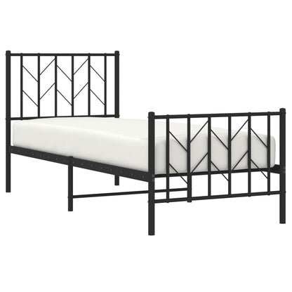 Bettgestell mit Kopf- und Fußteil Metall Schwarz 75x190 cm - Pazzar.ch