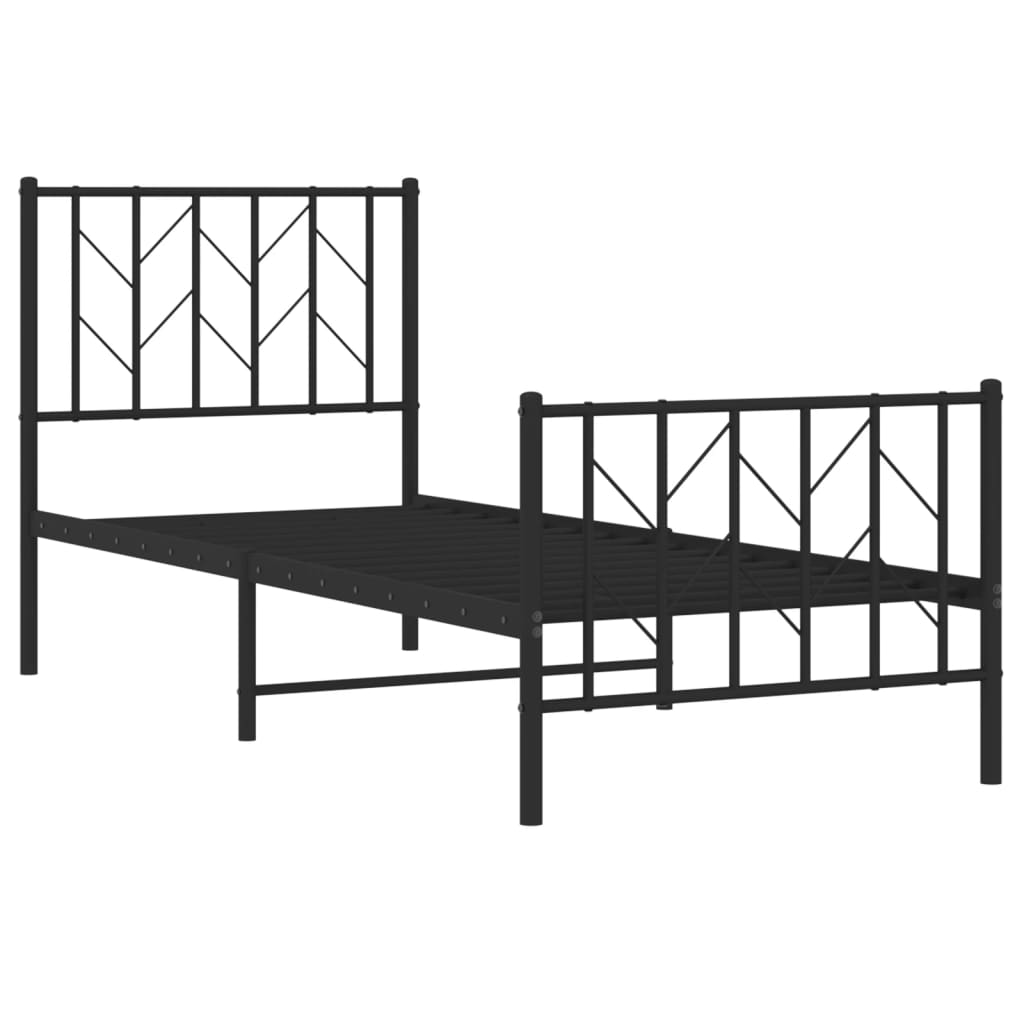 Bettgestell mit Kopf- und Fußteil Metall Schwarz 75x190 cm - Pazzar.ch