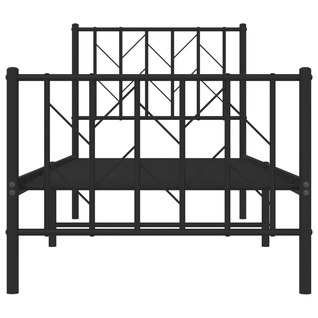 Bettgestell mit Kopf- und Fußteil Metall Schwarz 75x190 cm - Pazzar.ch