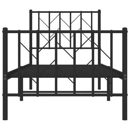 Bettgestell mit Kopf- und Fußteil Metall Schwarz 75x190 cm - Pazzar.ch