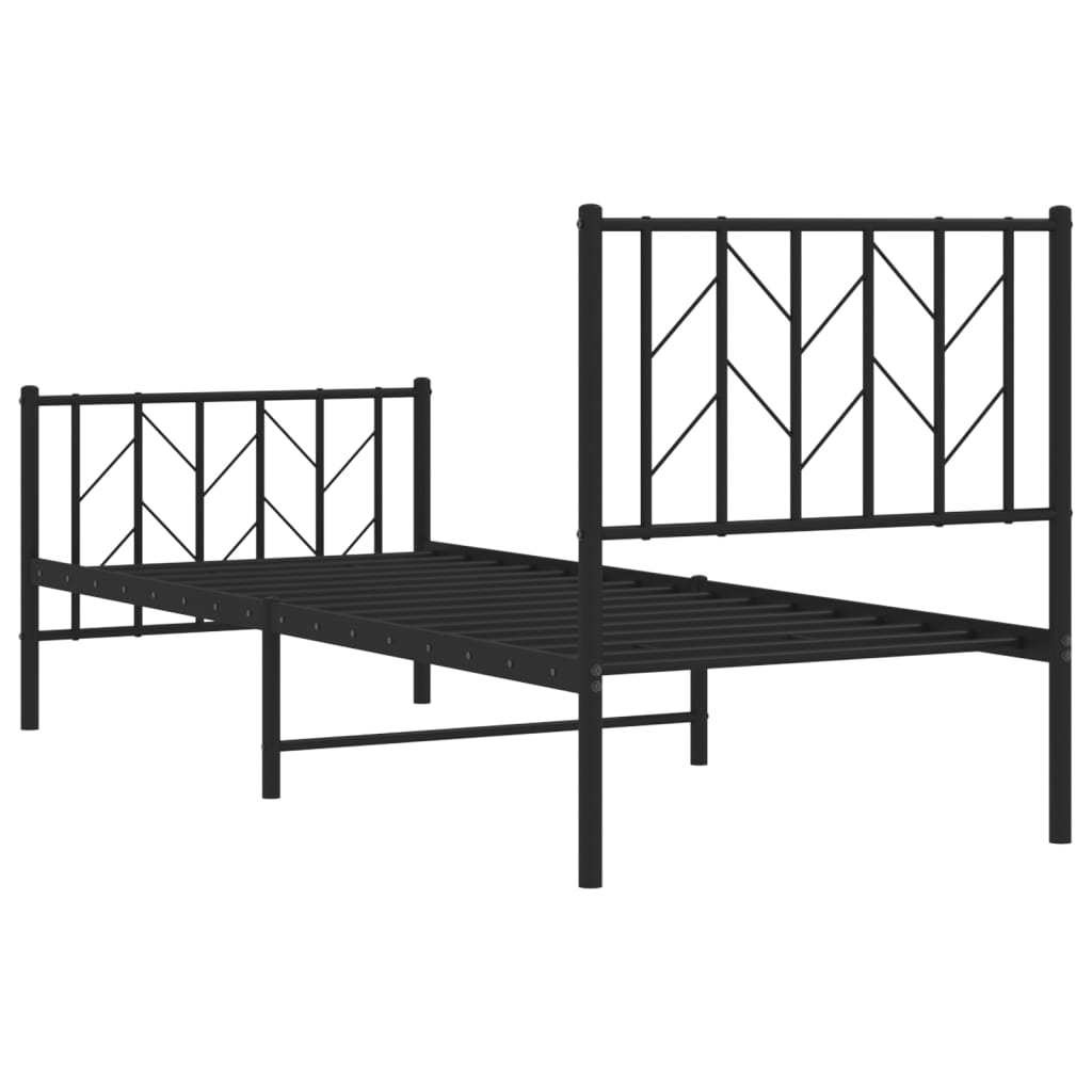 Bettgestell mit Kopf- und Fußteil Metall Schwarz 75x190 cm - Pazzar.ch