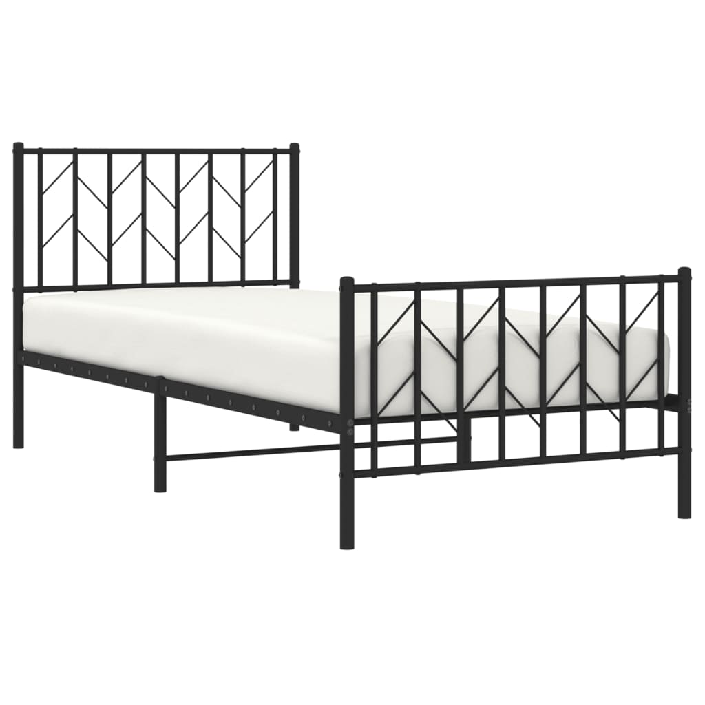 Bettgestell mit Kopf- und Fußteil Metall Schwarz 90x190 cm - Pazzar.ch