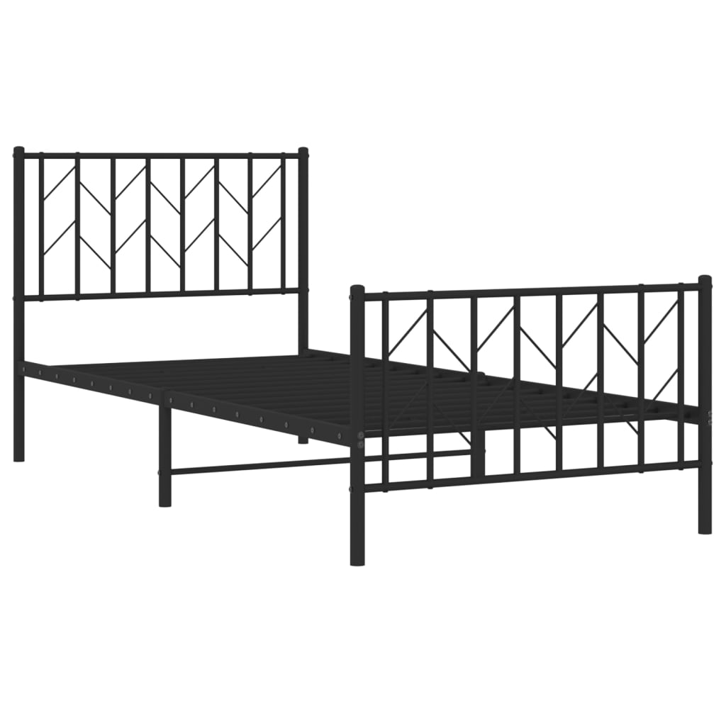 Bettgestell mit Kopf- und Fußteil Metall Schwarz 90x190 cm - Pazzar.ch