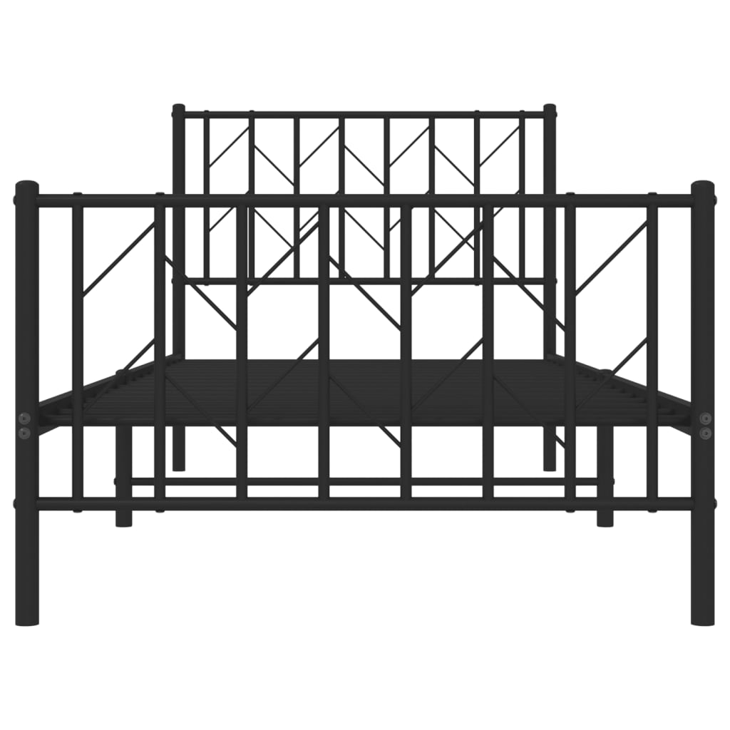 Bettgestell mit Kopf- und Fußteil Metall Schwarz 90x190 cm - Pazzar.ch