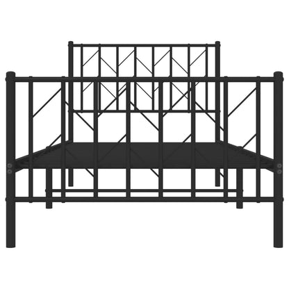 Bettgestell mit Kopf- und Fußteil Metall Schwarz 90x190 cm - Pazzar.ch
