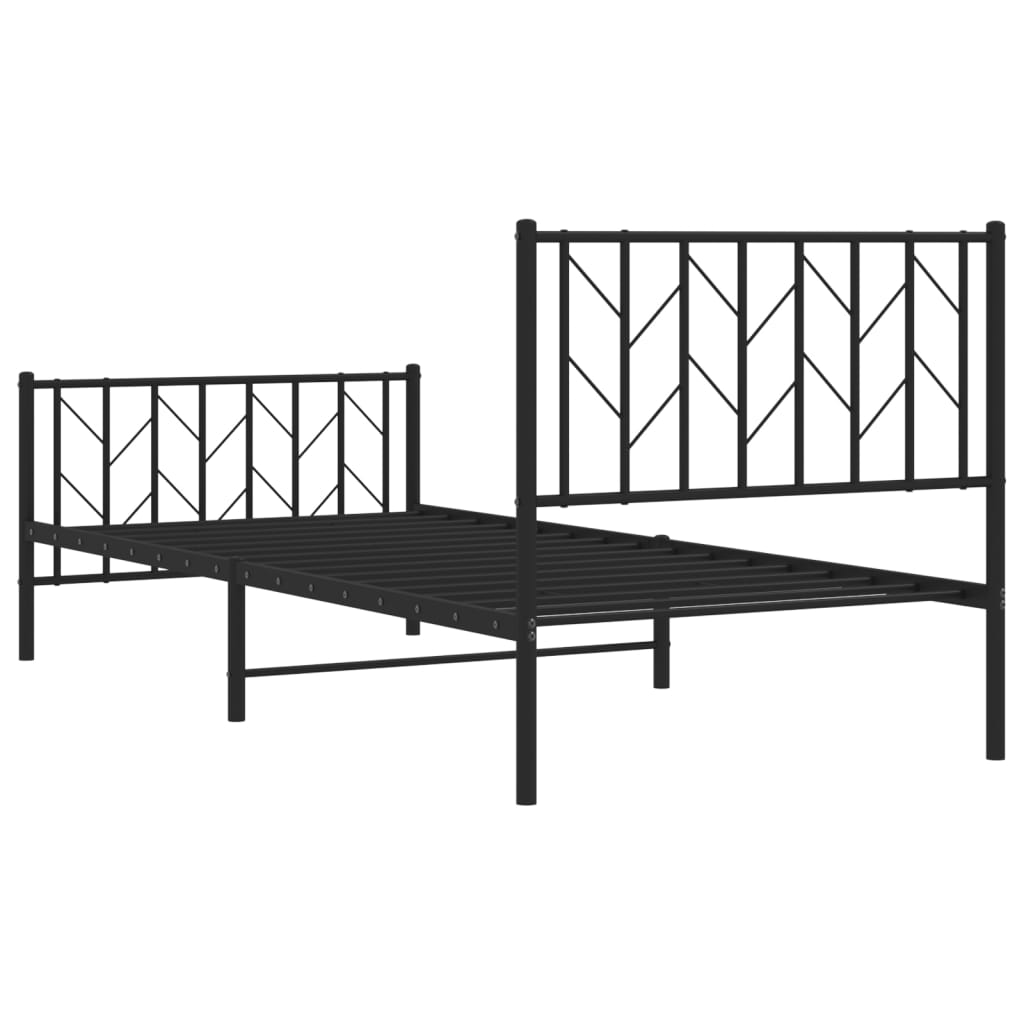 Bettgestell mit Kopf- und Fußteil Metall Schwarz 90x190 cm - Pazzar.ch