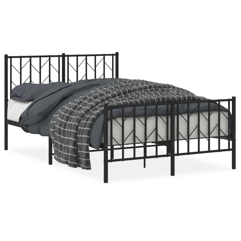 Bettgestell mit Kopf- und Fußteil Metall Schwarz 120x190 cm - Pazzar.ch