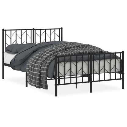 Bettgestell mit Kopf- und Fußteil Metall Schwarz 120x190 cm - Pazzar.ch