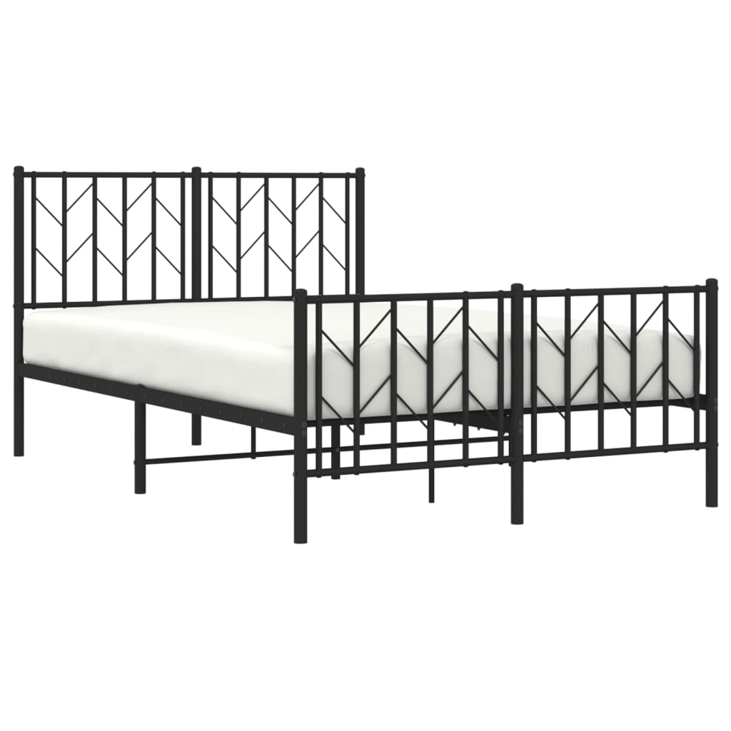Bettgestell mit Kopf- und Fußteil Metall Schwarz 120x190 cm - Pazzar.ch