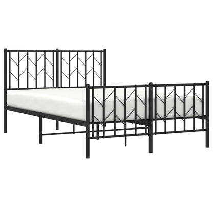 Bettgestell mit Kopf- und Fußteil Metall Schwarz 120x190 cm - Pazzar.ch