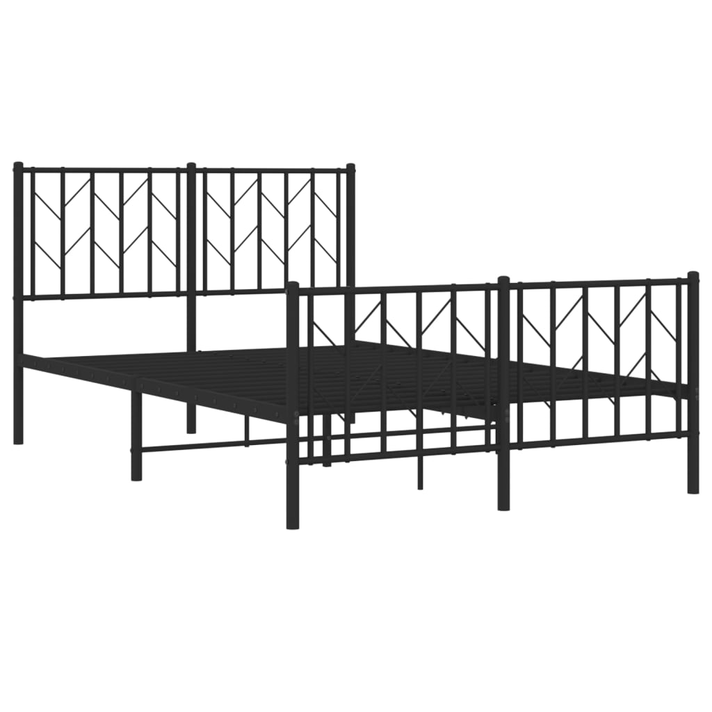 Bettgestell mit Kopf- und Fußteil Metall Schwarz 120x190 cm - Pazzar.ch