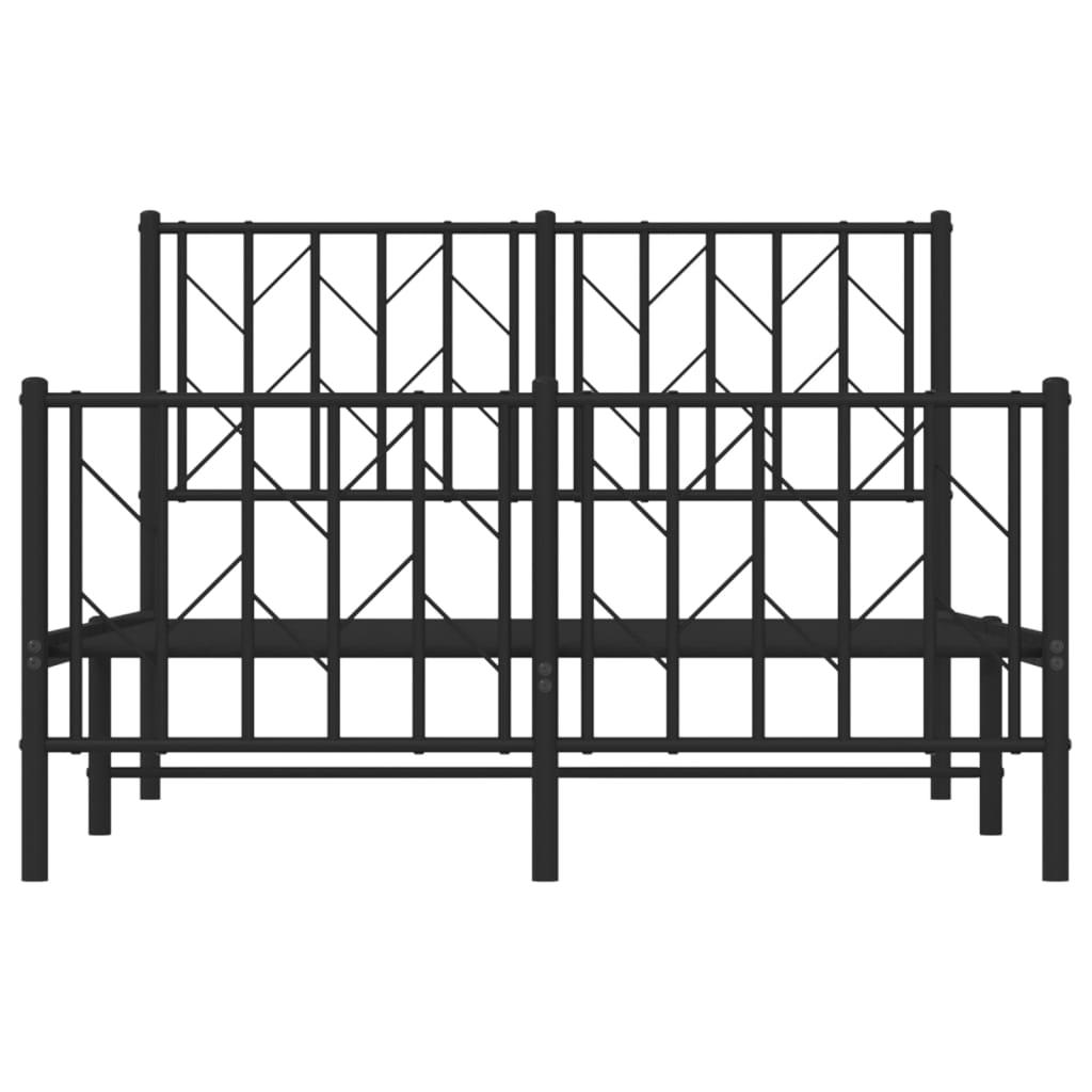 Bettgestell mit Kopf- und Fußteil Metall Schwarz 120x190 cm - Pazzar.ch