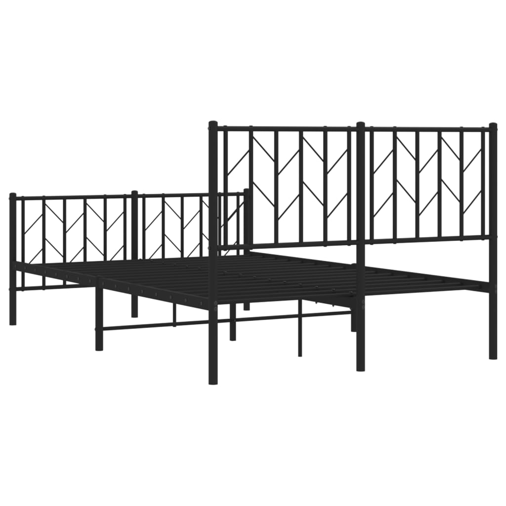 Bettgestell mit Kopf- und Fußteil Metall Schwarz 120x190 cm - Pazzar.ch
