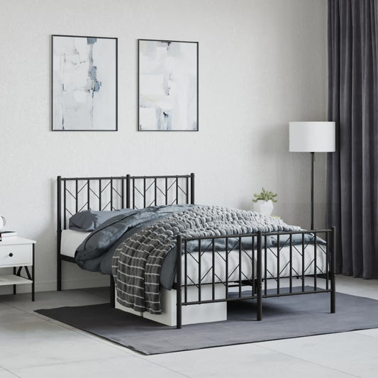 Bettgestell mit Kopf- und Fußteil Metall Schwarz 120x190 cm - Pazzar.ch