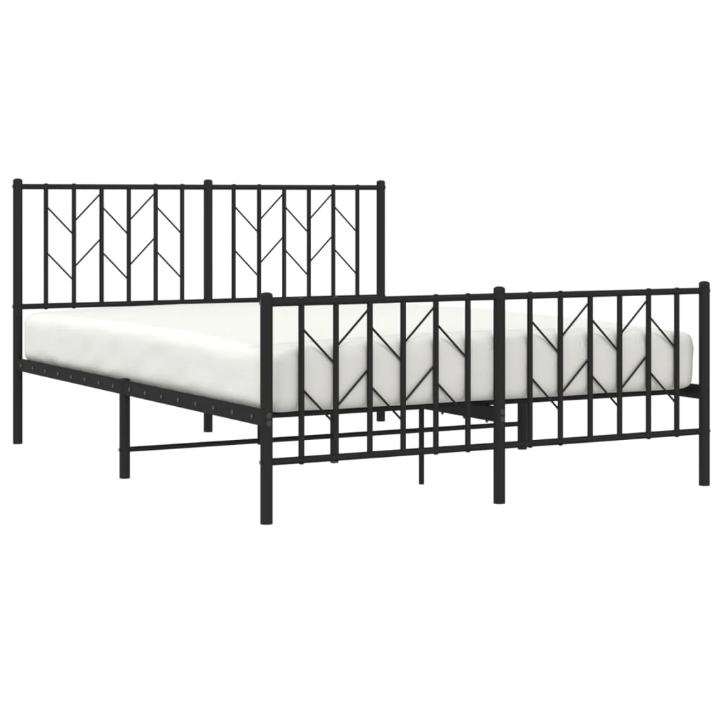 Bettgestell mit Kopf- und Fußteil Metall Schwarz 135x190 cm - Pazzar.ch