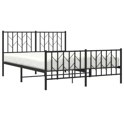Bettgestell mit Kopf- und Fußteil Metall Schwarz 135x190 cm - Pazzar.ch