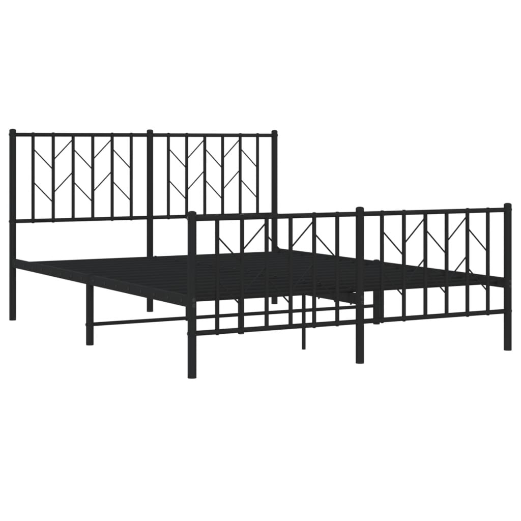 Bettgestell mit Kopf- und Fußteil Metall Schwarz 135x190 cm - Pazzar.ch