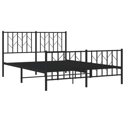 Bettgestell mit Kopf- und Fußteil Metall Schwarz 135x190 cm - Pazzar.ch