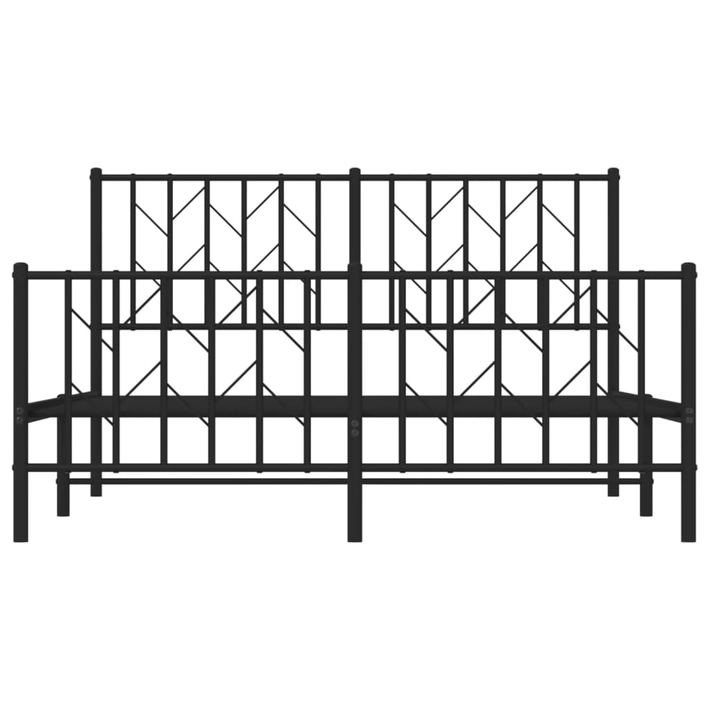 Bettgestell mit Kopf- und Fußteil Metall Schwarz 135x190 cm - Pazzar.ch