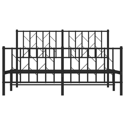 Bettgestell mit Kopf- und Fußteil Metall Schwarz 135x190 cm - Pazzar.ch