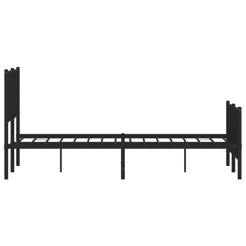 Bettgestell mit Kopf- und Fußteil Metall Schwarz 135x190 cm - Pazzar.ch