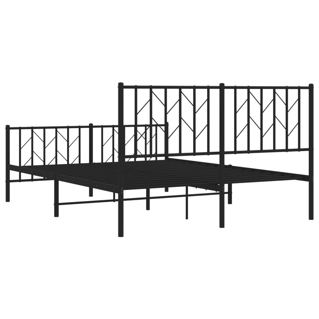 Bettgestell mit Kopf- und Fußteil Metall Schwarz 135x190 cm - Pazzar.ch