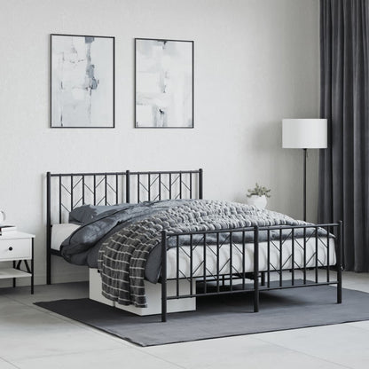 Bettgestell mit Kopf- und Fußteil Metall Schwarz 135x190 cm - Pazzar.ch