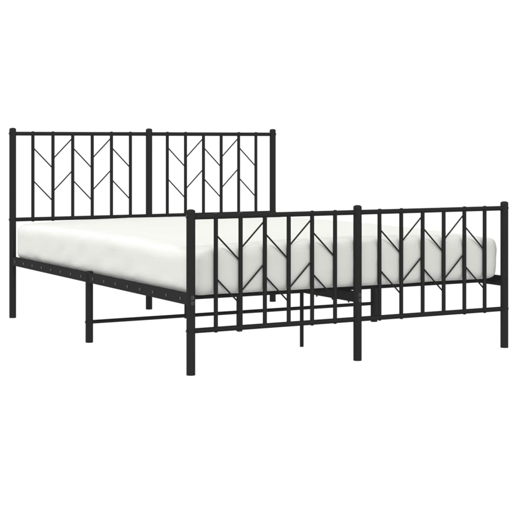 Bettgestell mit Kopf- und Fußteil Metall Schwarz 140x200 cm - Pazzar.ch