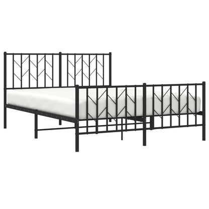 Bettgestell mit Kopf- und Fußteil Metall Schwarz 140x200 cm - Pazzar.ch