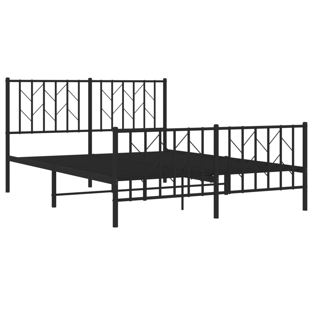 Bettgestell mit Kopf- und Fußteil Metall Schwarz 140x200 cm - Pazzar.ch