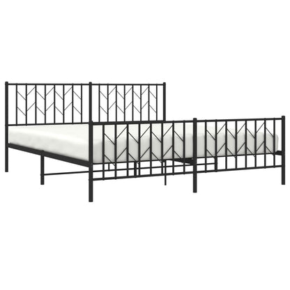 Bettgestell mit Kopf- und Fußteil Metall Schwarz 183x213 cm - Pazzar.ch