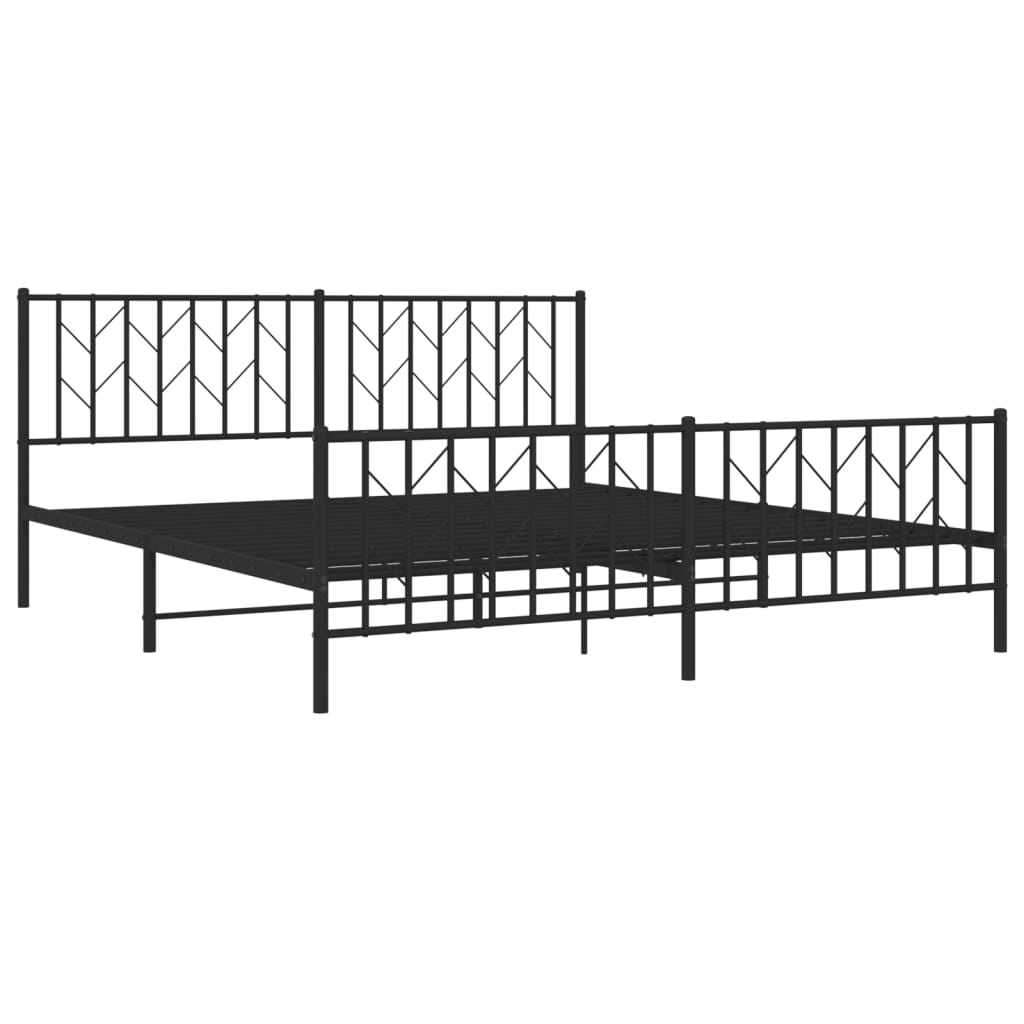 Bettgestell mit Kopf- und Fußteil Metall Schwarz 183x213 cm - Pazzar.ch