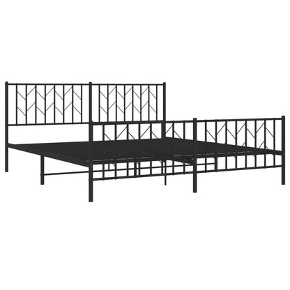 Bettgestell mit Kopf- und Fußteil Metall Schwarz 183x213 cm - Pazzar.ch