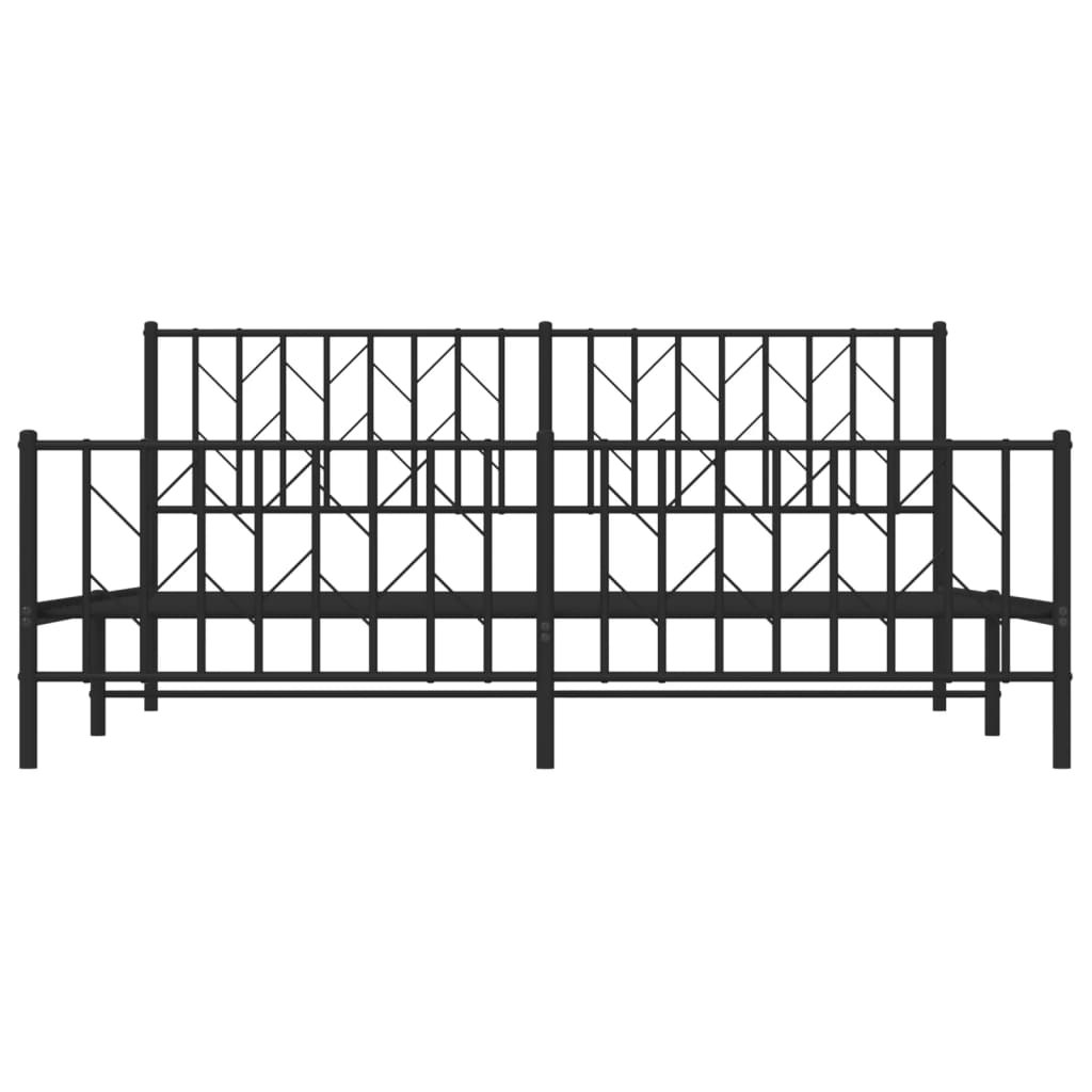 Bettgestell mit Kopf- und Fußteil Metall Schwarz 183x213 cm - Pazzar.ch