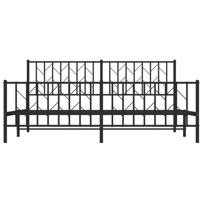 Bettgestell mit Kopf- und Fußteil Metall Schwarz 183x213 cm - Pazzar.ch