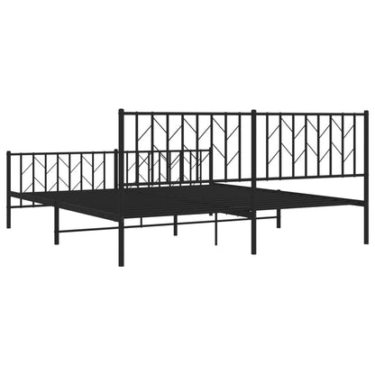 Bettgestell mit Kopf- und Fußteil Metall Schwarz 183x213 cm - Pazzar.ch