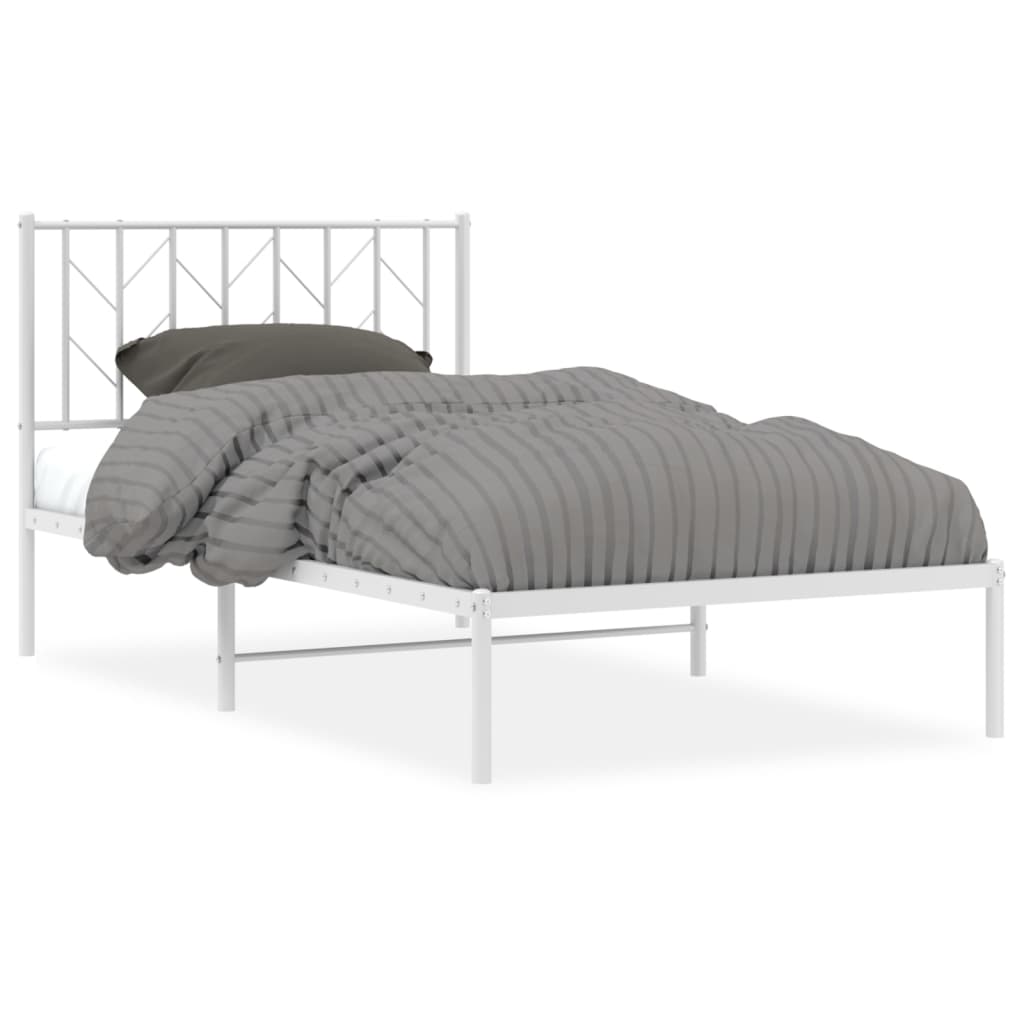 Bettgestell mit Kopfteil Metall Weiß 100x190 cm - Pazzar.ch