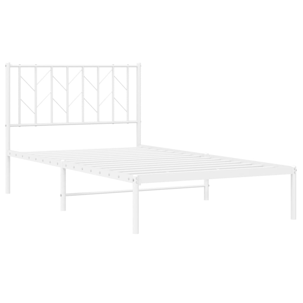 Bettgestell mit Kopfteil Metall Weiß 100x190 cm - Pazzar.ch