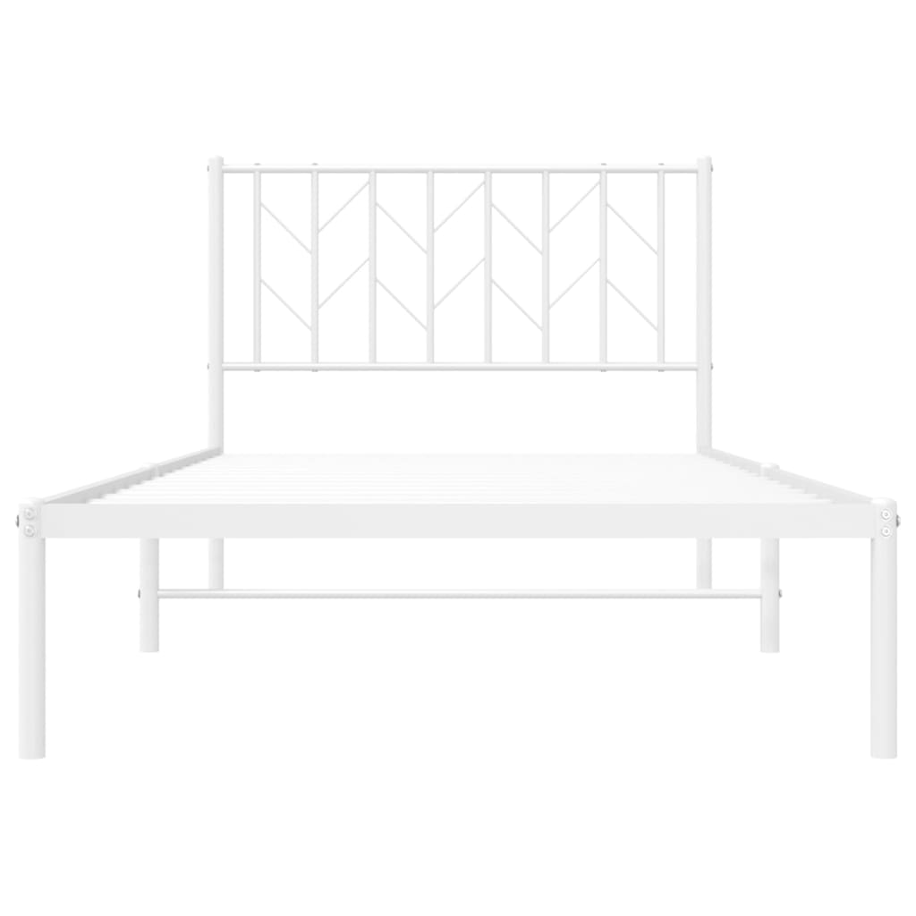 Bettgestell mit Kopfteil Metall Weiß 100x190 cm - Pazzar.ch