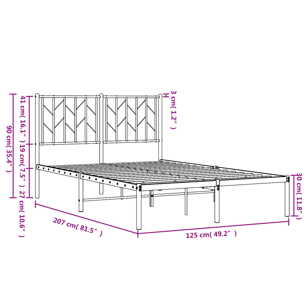 Bettgestell mit Kopfteil Metall Weiß 120x200 cm - Pazzar.ch