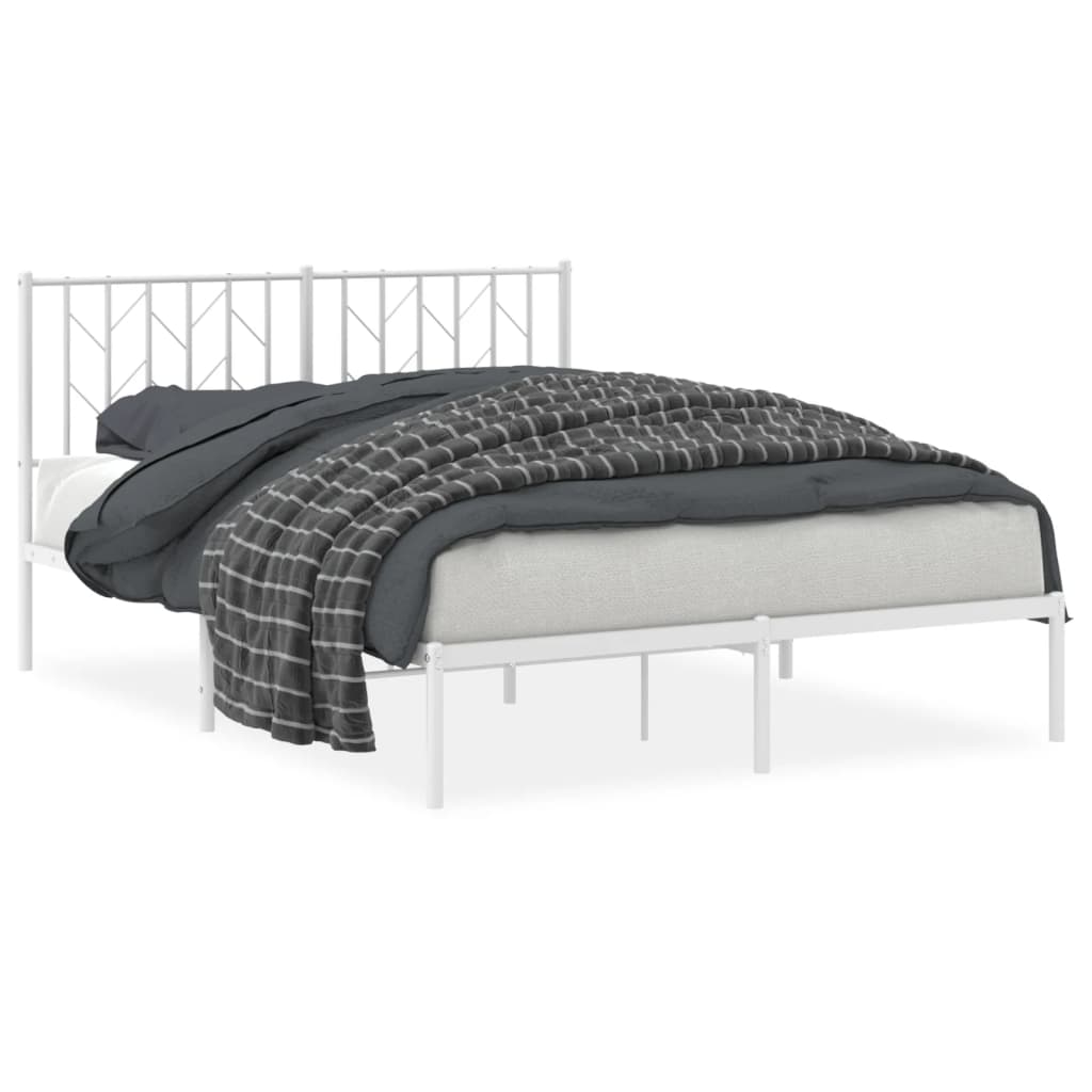Bettgestell mit Kopfteil Metall Weiß 135x190 cm - Pazzar.ch