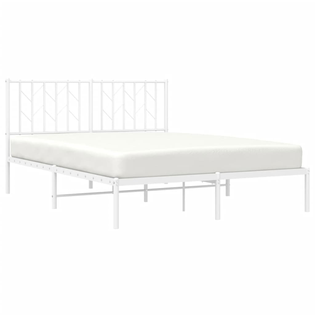 Bettgestell mit Kopfteil Metall Weiß 135x190 cm - Pazzar.ch