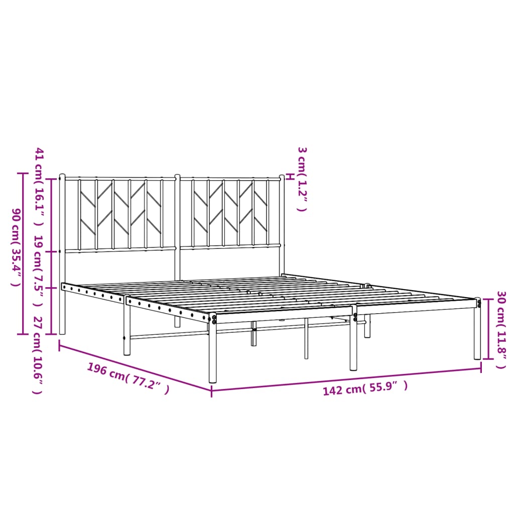 Bettgestell mit Kopfteil Metall Weiß 135x190 cm - Pazzar.ch