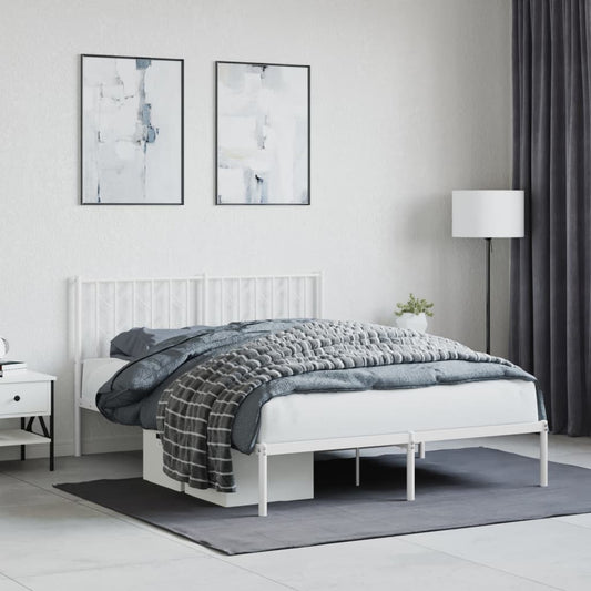 Bettgestell mit Kopfteil Metall Weiß 135x190 cm - Pazzar.ch