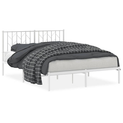 Bettgestell mit Kopfteil Metall Weiß 140x190 cm - Pazzar.ch